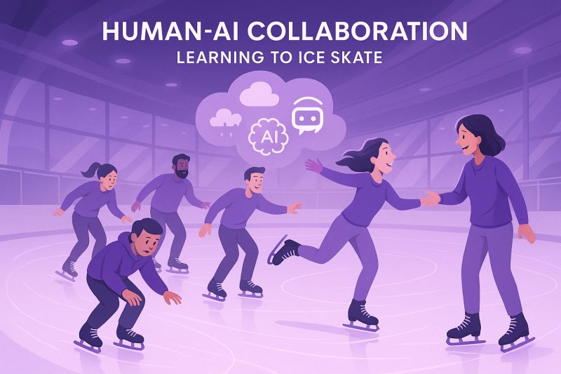 People ice-skating around AI tools